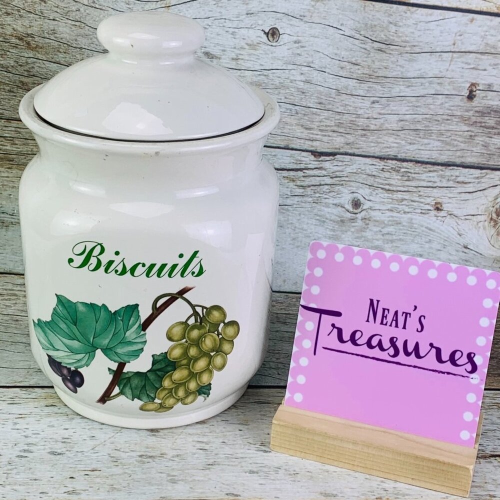 Noritake Melba Kitchenware England WESTBURY Purple Green Grapes Biscuits Jar